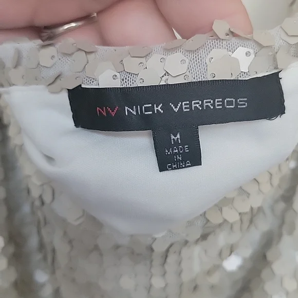 VINTAGE Nick Verreos Sequined Ivory Dress PRICE FIRM - Picture 7 of 12